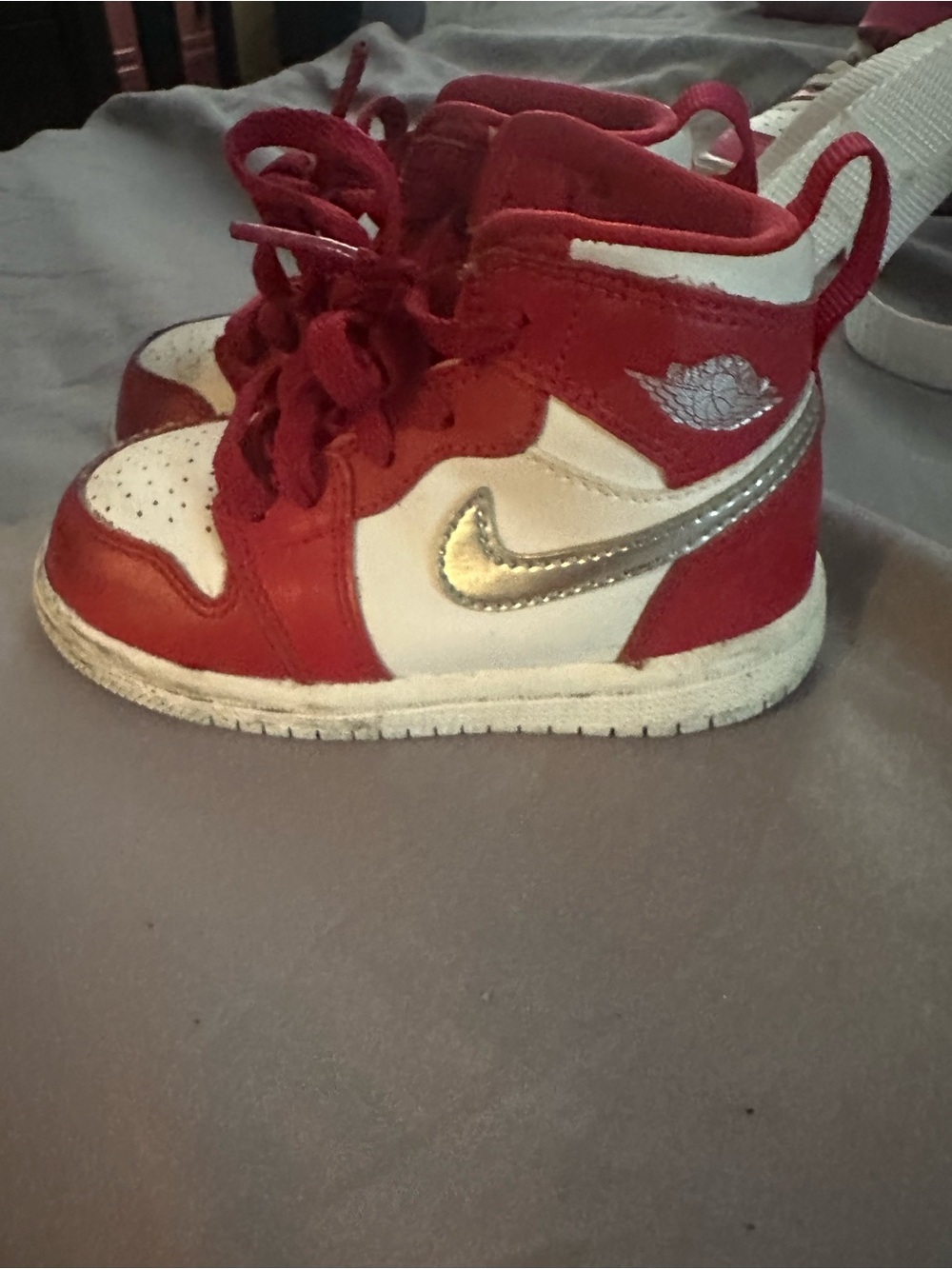 Jordan Kids' Red, White and Silver High-Top Sneakers